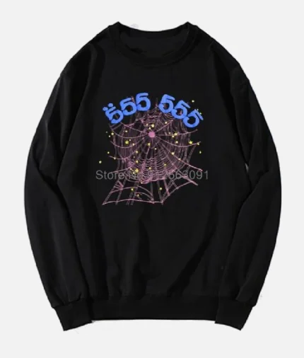 Sp5der Angel Number Sweatshirt Black (1)